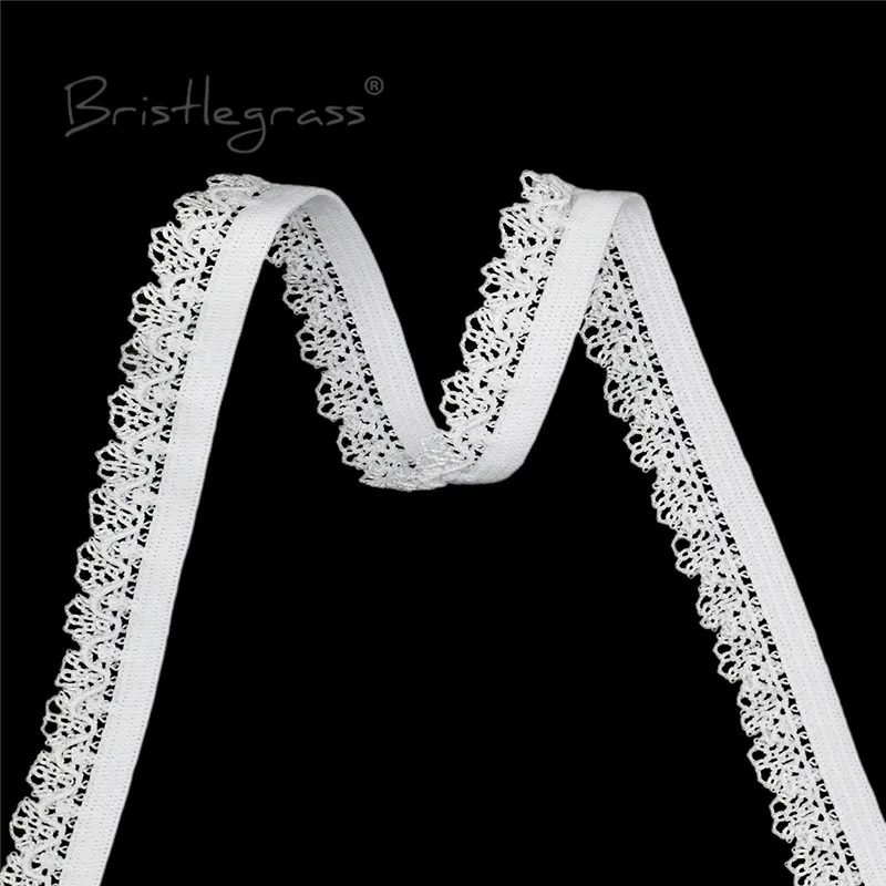 BRISTLEGRASS 2 5 10 Yard 3/8" 10mm Picot Loop Frilly Lace Trim Elastics Decorative Spandex Bands Headband Lingerie Sewing Crafts