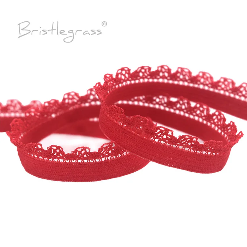 BRISTLEGRASS 2 5 10 Yard 3/8" 10mm Picot Loop Frilly Lace Trim Elastics Decorative Spandex Bands Headband Lingerie Sewing Crafts