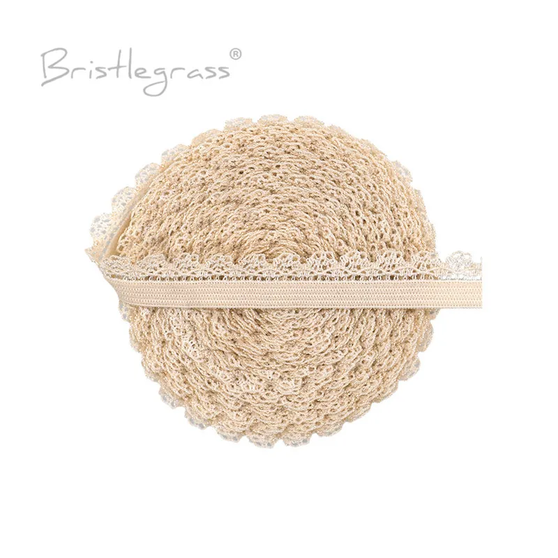 BRISTLEGRASS 2 5 10 Yard 3/8" 10mm Picot Loop Frilly Lace Trim Elastics Decorative Spandex Bands Headband Lingerie Sewing Crafts