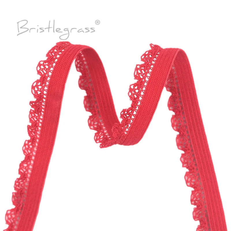 BRISTLEGRASS 2 5 10 Yard 3/8" 10mm Picot Loop Frilly Lace Trim Elastics Decorative Spandex Bands Headband Lingerie Sewing Crafts