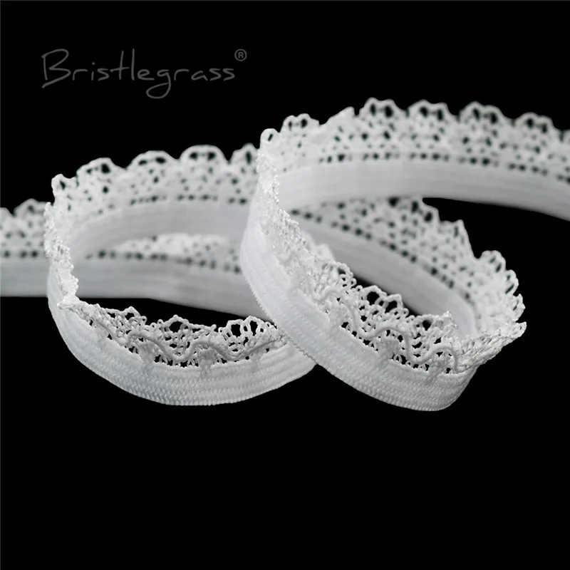 BRISTLEGRASS 2 5 10 Yard 3/8" 10mm Picot Loop Frilly Lace Trim Elastics Decorative Spandex Bands Headband Lingerie Sewing Crafts