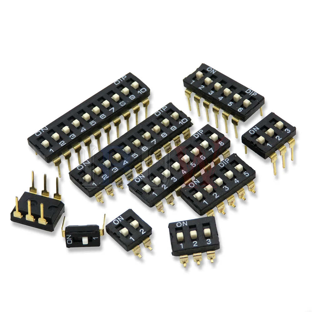 10PCS Slide Type Switch Module 1 ~ 12 Bit 2.54mm Position Way DIP Blue Pitch Toggle Switch Blue Snap Switch For PCB 8PIN 6PIN