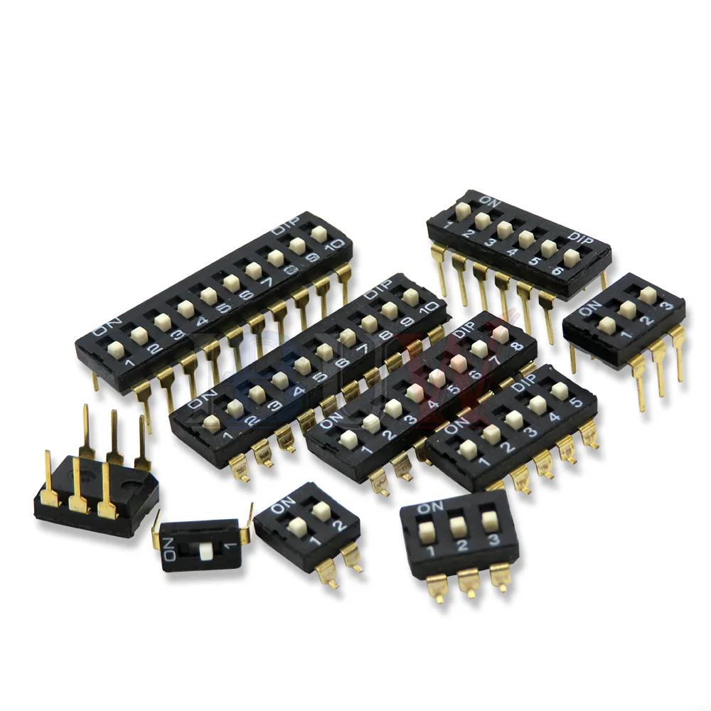 10PCS Slide Type Switch Module 1 ~ 12 Bit 2.54mm Position Way DIP Blue Pitch Toggle Switch Blue Snap Switch For PCB 8PIN 6PIN