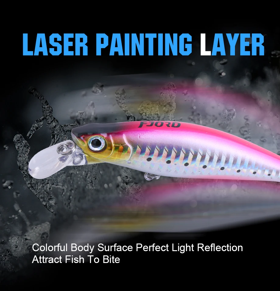 FJORD 90mm 31g Laser Miracle Sinking Black Minnow Hard Triple Hook Seawater Saltwater SwimBait Artificial Pesca Fishing Lure