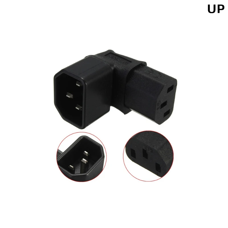 New 3Pin IEC Connector Down UP 90 Angled IEC 320 C14 Male to C13 Female Power Adapter Connector AC Plug for LCD Wall Mount TV