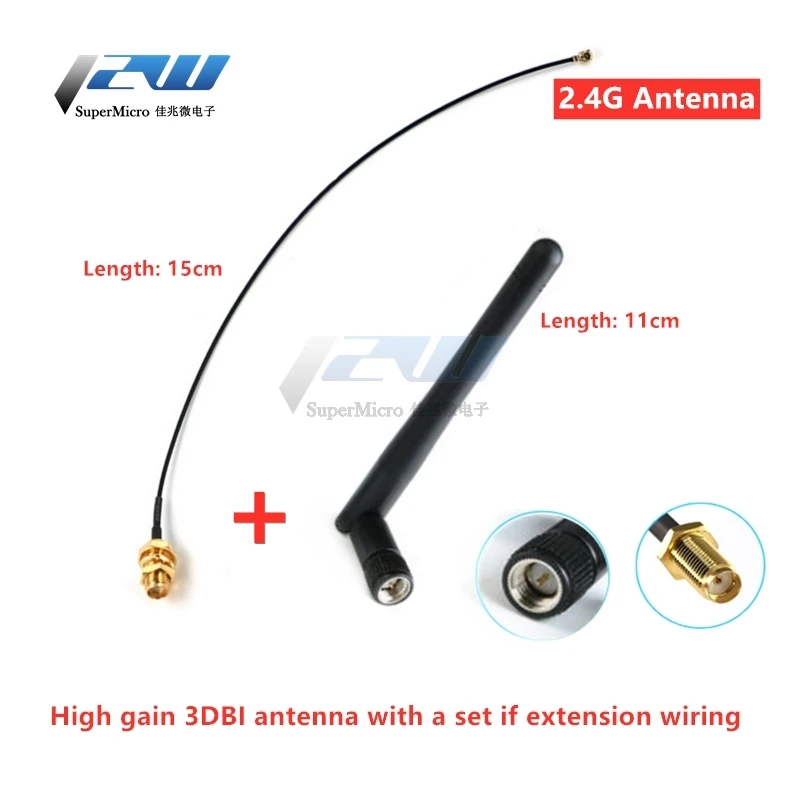 2.4GHz 3dBi WiFi 2.4g Antenna Aerial RP-SMA Male Wireless Router+ 17cm PCI U.FL IPX to RP SMA Male Pigtail Cable ESP8266 ESP32
