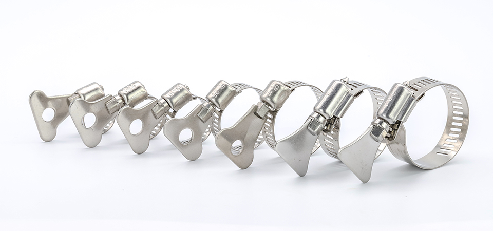 NINDEJIN 5/10pcs worm gear hose clamp adjustable 6-63mm key clamp hose clip for water pipe dryer vent clamp