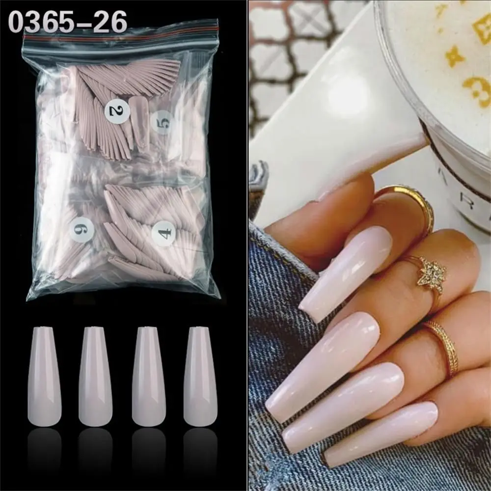 500pcs Colorful False Nails Long Ballerina Coffin Shape UV Shiny Extra Long Full Wrap Solid Color Ballerina Nails