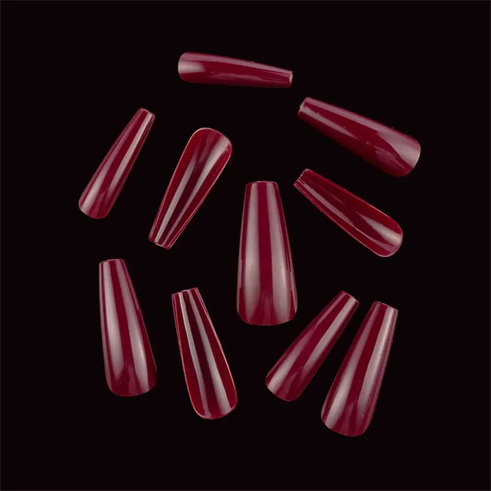 500pcs Colorful False Nails Long Ballerina Coffin Shape UV Shiny Extra Long Full Wrap Solid Color Ballerina Nails