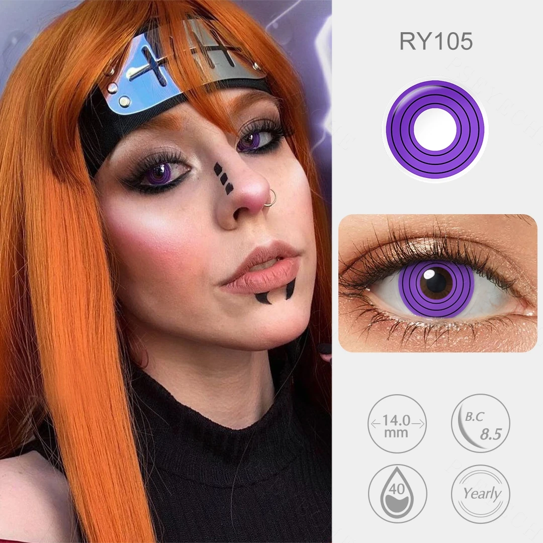 (0.00~-6.00) PSEYECHE 14.0mm Yearly Use Powered Contact Lenses With Degree Sasuke Anime Cosplay Sharingan Halloween Contact Lens