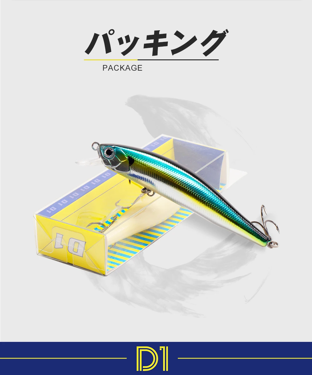 D1 Floating Minnow Fishing Lures 95mm 12.5g Artificial Wobblers For Pike Bass Trolling Jerkbait Natural Color Fishing Tackle