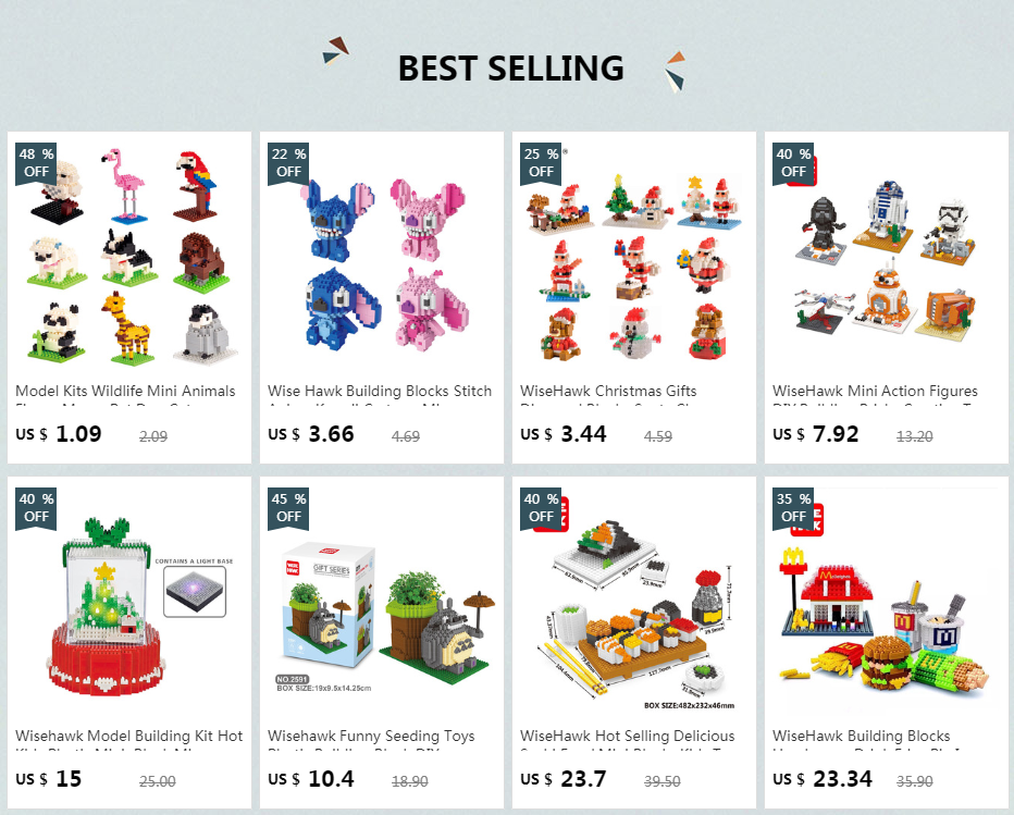 Wisehawk Mini Building Blocks Diamond Animal Model Bag Bricks Dog Cat Moose Fish Series Toys for Children Gifts B24-D15