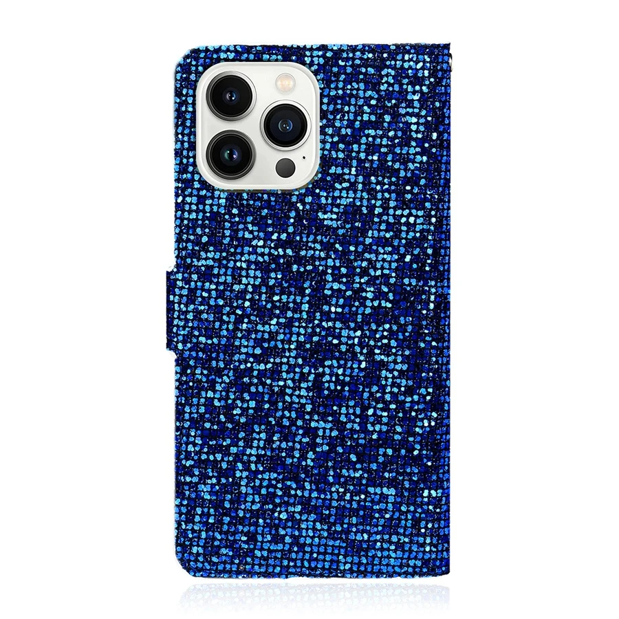 Glitter Anti-fall Wallet Magnetic Flip Leather Case For iPhone Air 17 Pro Max 16e 15 Plus 14 13 12 11 XR With Hand Strap Cover