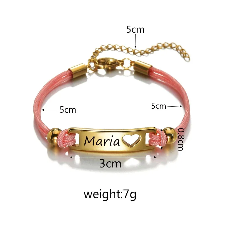 Letdiffery Customized Heart Star Moon Red String Bracelets For Lovers Stainless Steel Engrave Name Date Custom Women Jewelry