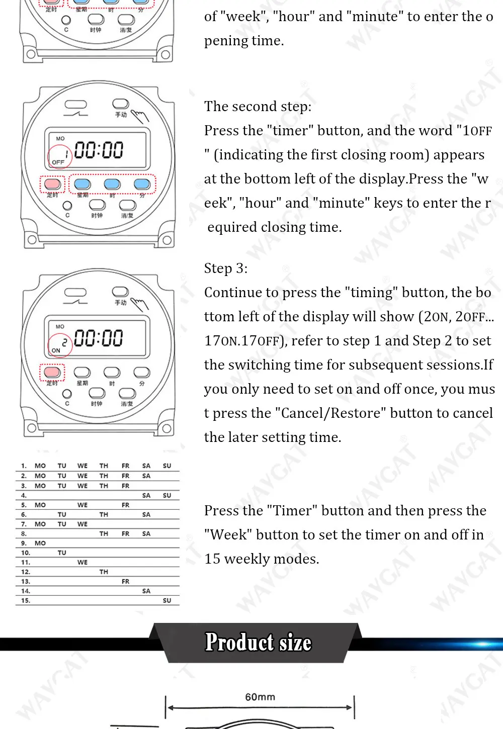 CN101A Timer Switch AC/DC 12V 24V 110V 120V 220V 230V 240V Digital LCD Power Week Mini Programmable Time Switch Relay 8A to 16A