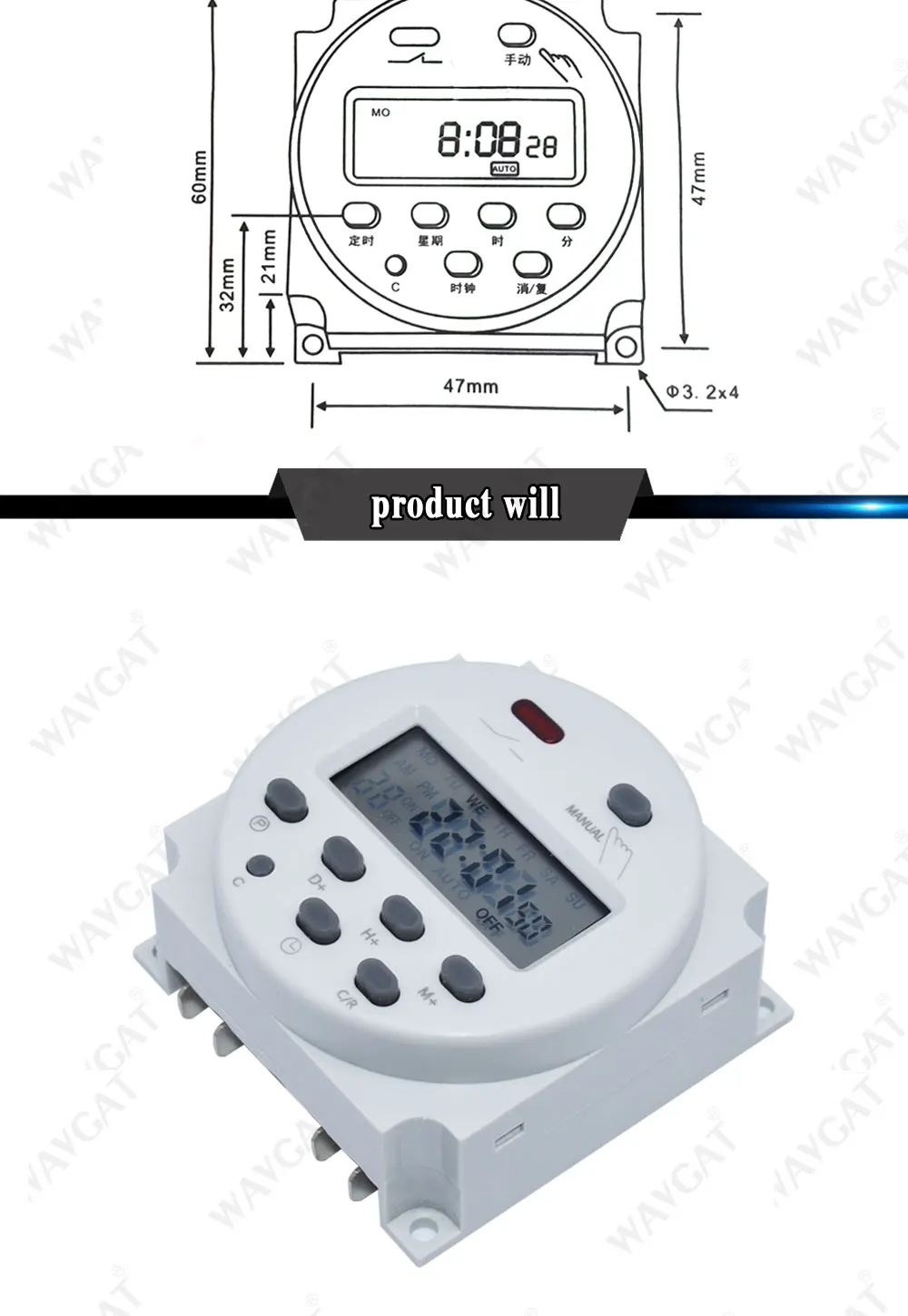 CN101A Timer Switch AC/DC 12V 24V 110V 120V 220V 230V 240V Digital LCD Power Week Mini Programmable Time Switch Relay 8A to 16A