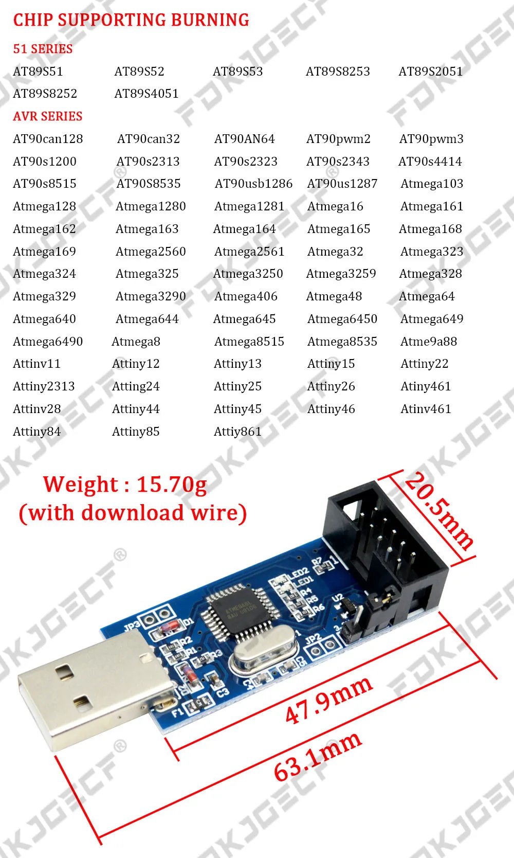 1Set USBASP USBISP AVR Programmer USB ATMEGA8 ATMEGA128 ATtiny/CAN/PWM 10Pin Wire Module DIY + 10Pin To 6 Pin Adapter Board