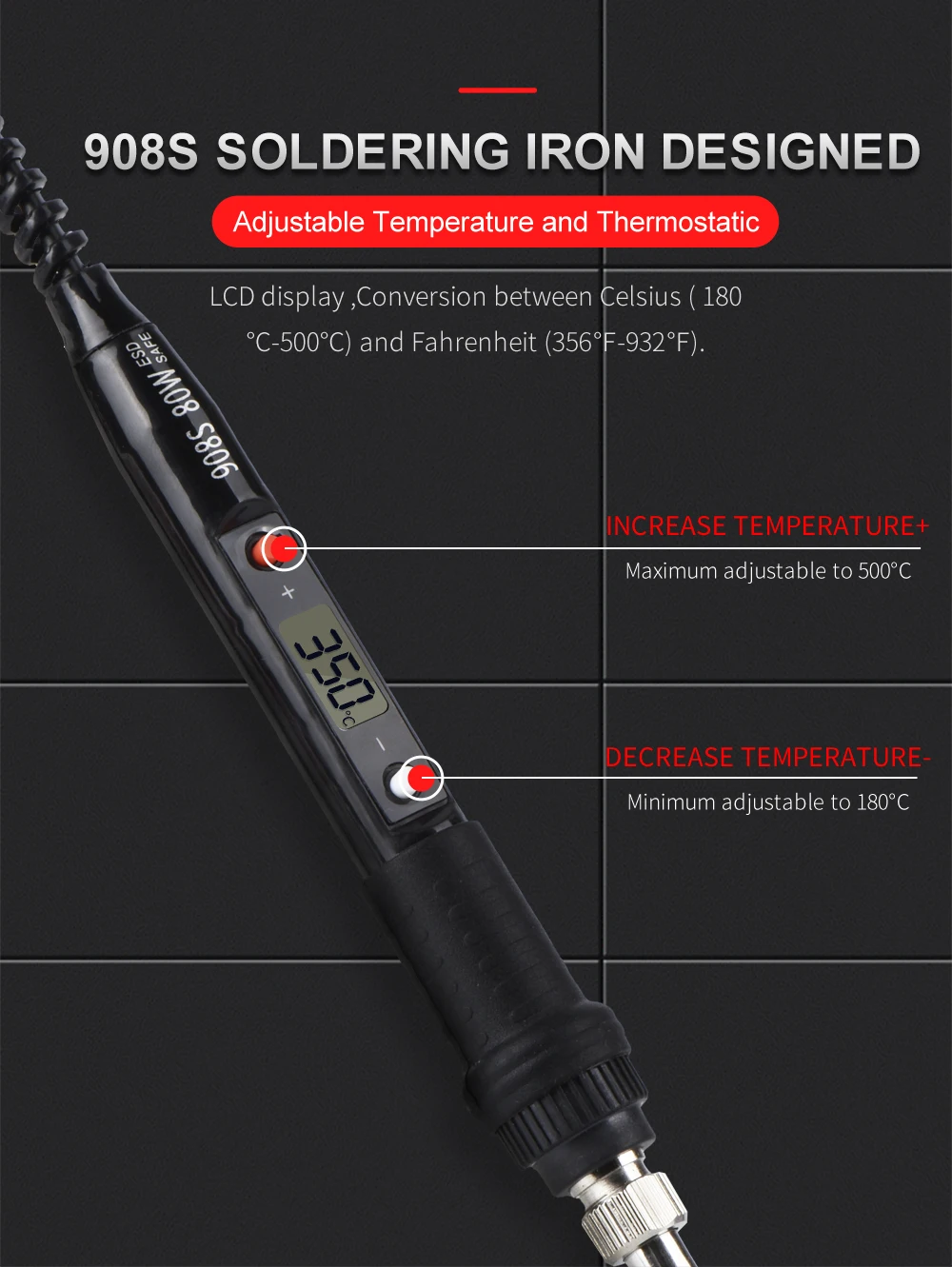 JCD Electric Soldering Iron 80W Adjustable Temperature LCD Welding Tool Ceramic Heater Soldering Iron Head Welding repair tools