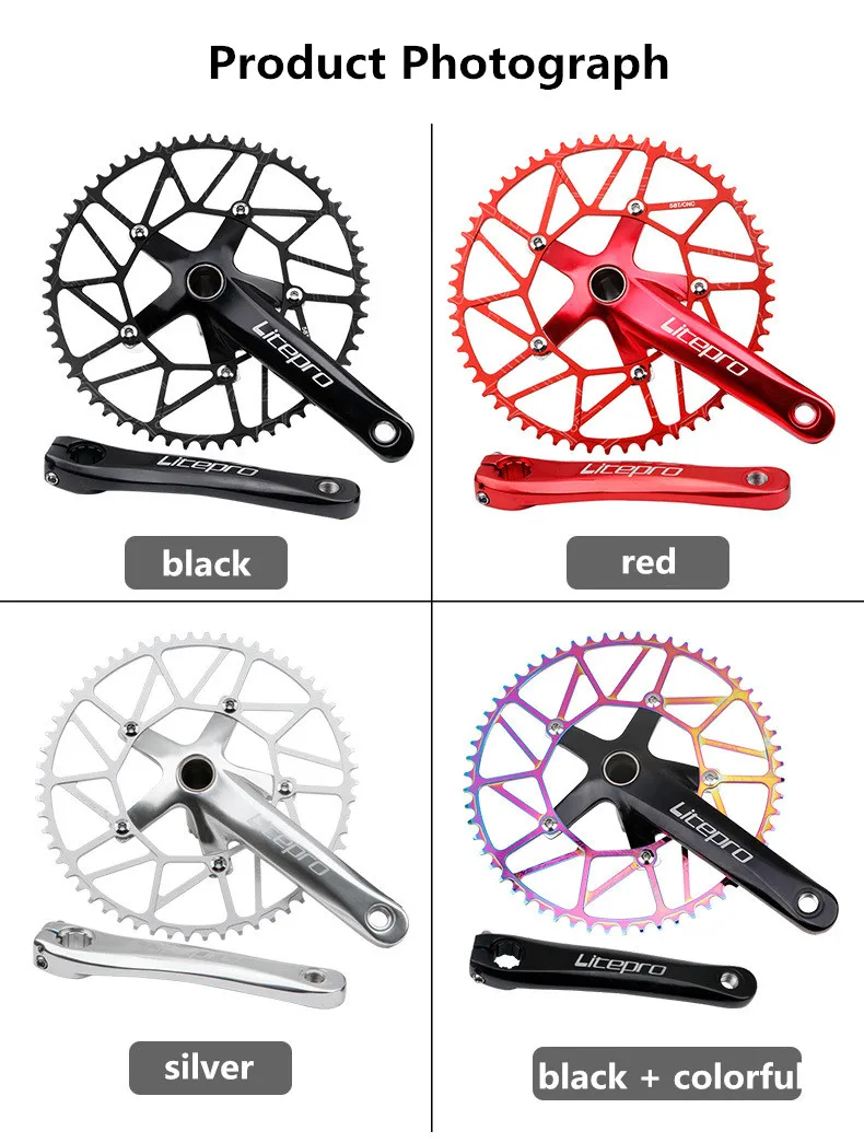 Litepro Folding Bike Hollow Integrated Crank Chainwheel Sprocket Central Shaft Bicycle Positive Negative Tooth Single Chainring
