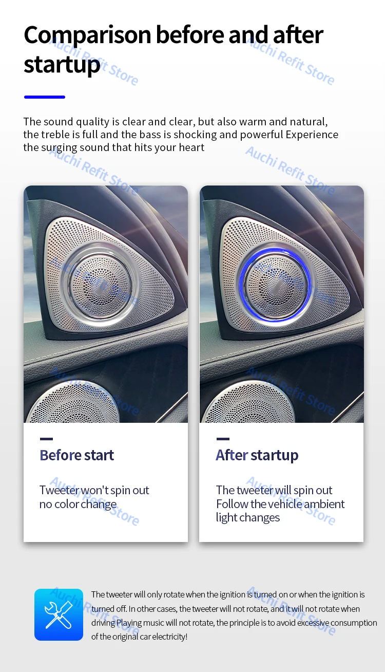 64 Colors 3D Rotating Tweeter For Mercedes Benz C GLC E S-class W205 W213 W222 X253 W177 RGB LED Luminous Car Speaker Horn Refit