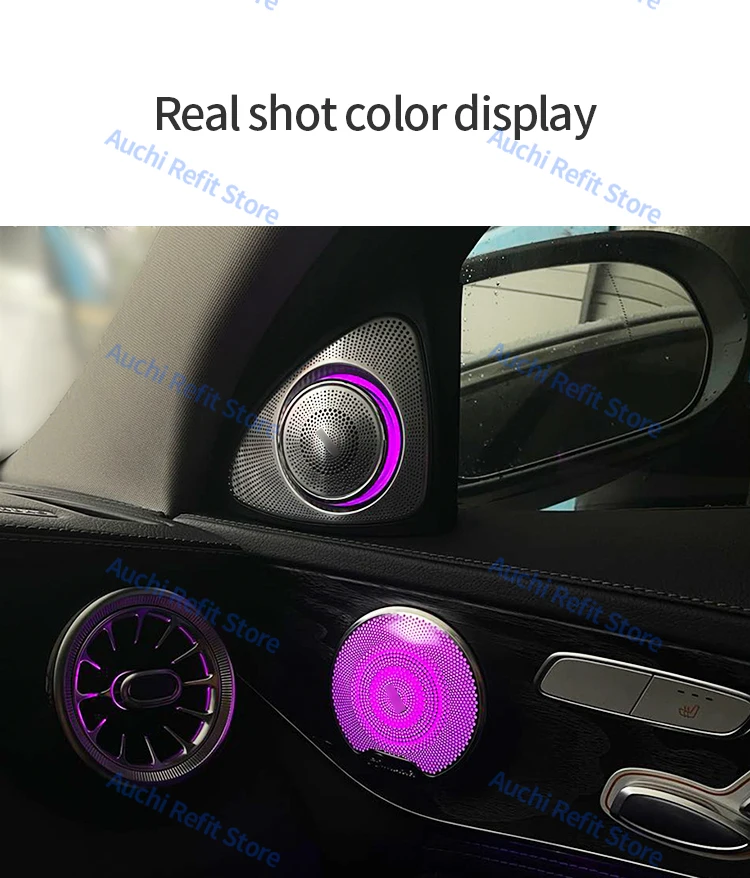 64 Colors 3D Rotating Tweeter For Mercedes Benz C GLC E S-class W205 W213 W222 X253 W177 RGB LED Luminous Car Speaker Horn Refit