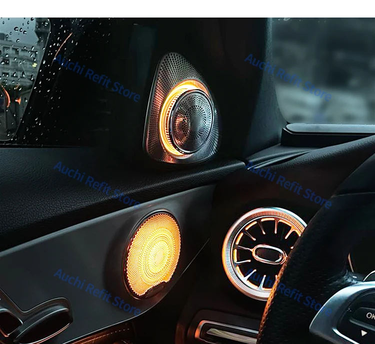 64 Colors 3D Rotating Tweeter For Mercedes Benz C GLC E S-class W205 W213 W222 X253 W177 RGB LED Luminous Car Speaker Horn Refit