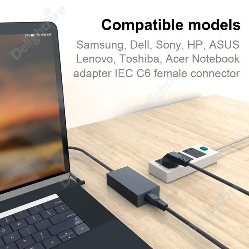 EU Extension Cord IEC320 C5 Cable 2 Pin Power Cord Power Supply Cable 220V For PC Computer Printer Sony Lenovo Samsung Adapter