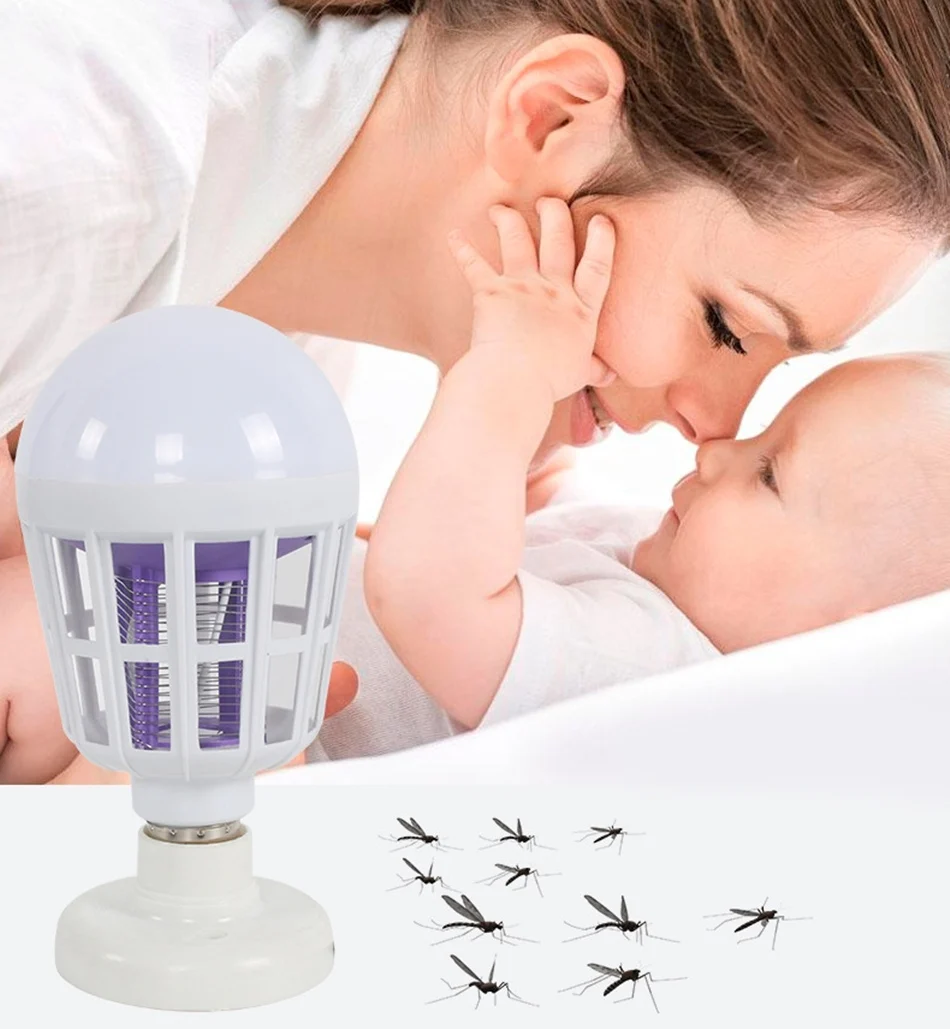 E27 Mosquito Killer Lamp Bulb 110V 220V 15W LED Light Bulbs 2 In 1 Repellent Fly Killing Lighting Bug Zapper Energy Saving Lamps