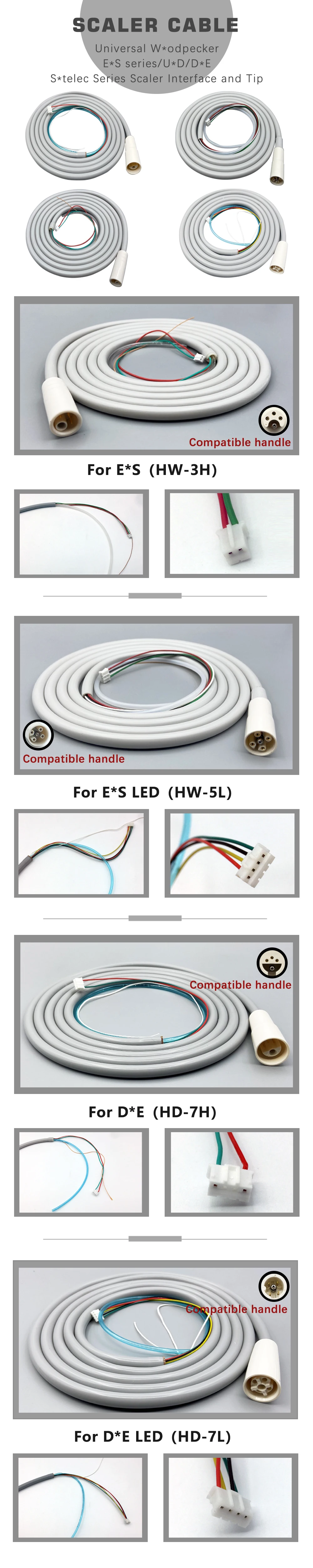 E*S WO*DPECKER d*e s*telec n*k Scaler Cable Tubing Hose Connecting Ultrasonic Dental Scaler Handpiece Teeth Whitening Wire