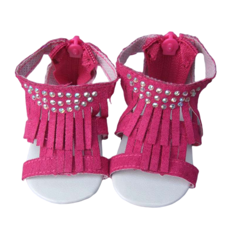 Summer Shoes for 18 Inch Girl Doll Jean 7cm Doll Shoes for 45CM Reborn Baby Doll Tassel Summer Sandals Shoes