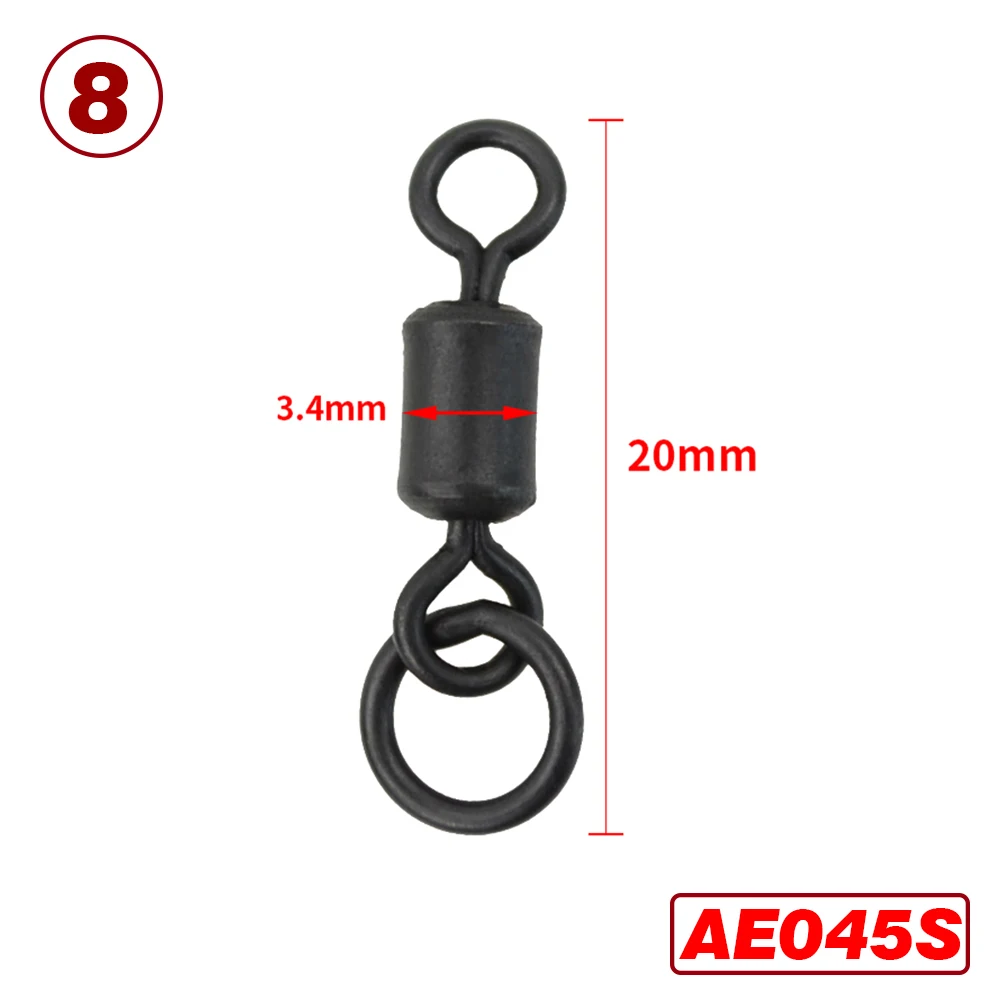 20 Piece Carp Fishing Swivels Quick Change Stainless Steel for Carp Fishing Rig Fishing Accessories Terminal Tackle AE007