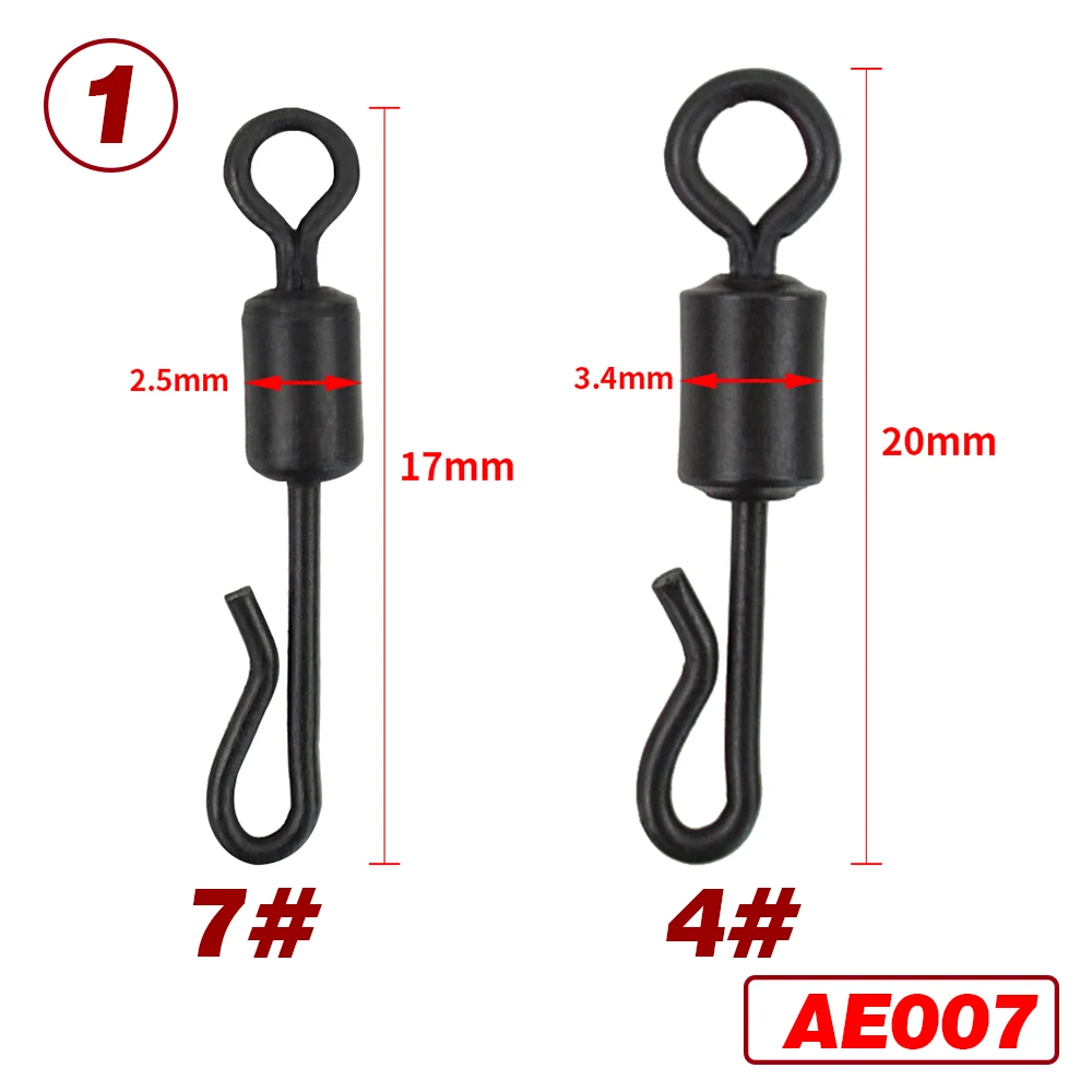 20 Piece Carp Fishing Swivels Quick Change Stainless Steel for Carp Fishing Rig Fishing Accessories Terminal Tackle AE007
