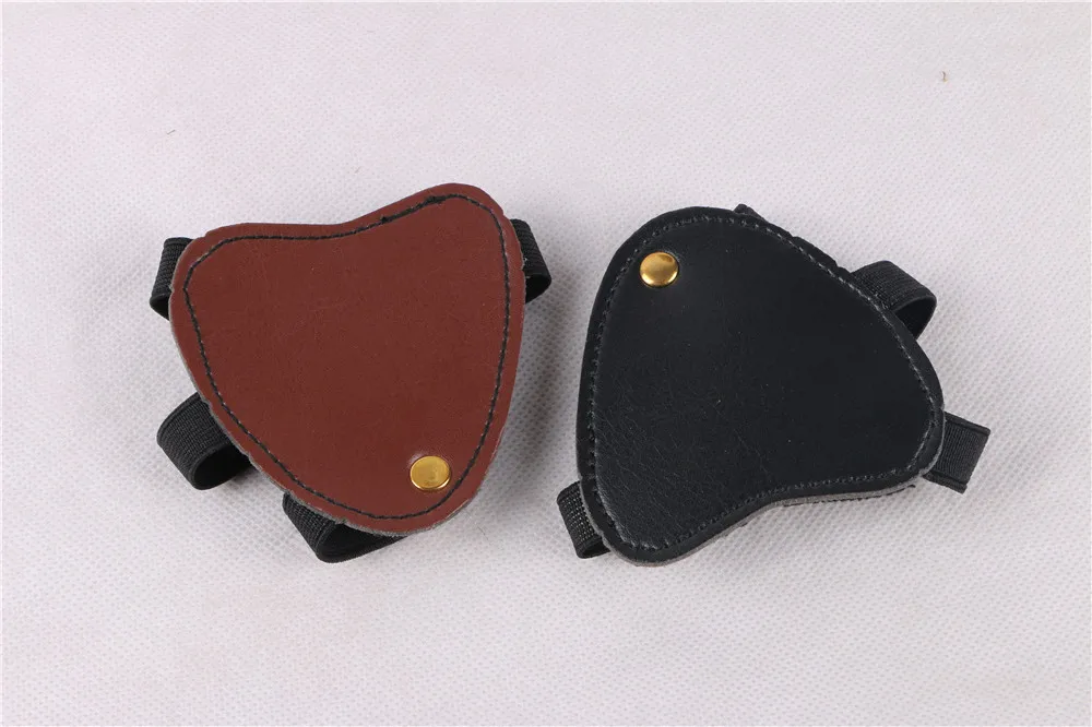 Mini Left Hand Guard Finger Protector Safety Archery Shooting Hunting Compound Recurve Bow Arrow Brown Black Cow Portable Guard