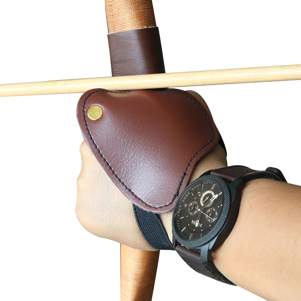 Mini Left Hand Guard Finger Protector Safety Archery Shooting Hunting Compound Recurve Bow Arrow Brown Black Cow Portable Guard