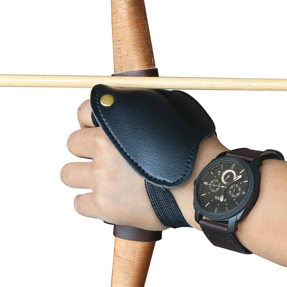 Mini Left Hand Guard Finger Protector Safety Archery Shooting Hunting Compound Recurve Bow Arrow Brown Black Cow Portable Guard