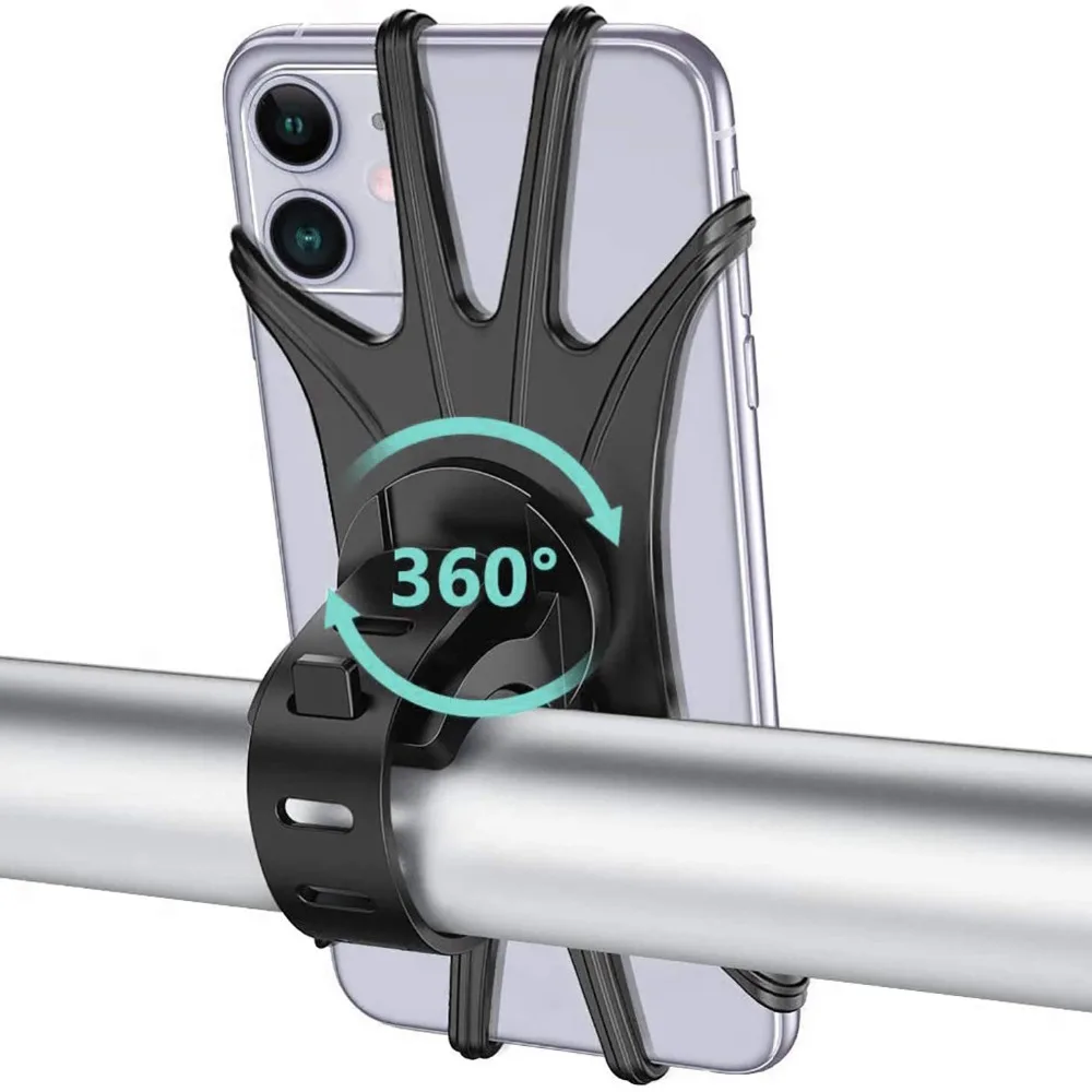 Silicone Bicycle Phone Holder Universal Bike Motorcycle Mobile Phone Stand Handlebar Clip Bracket for 4 to 6.5 inch Cell Phone
