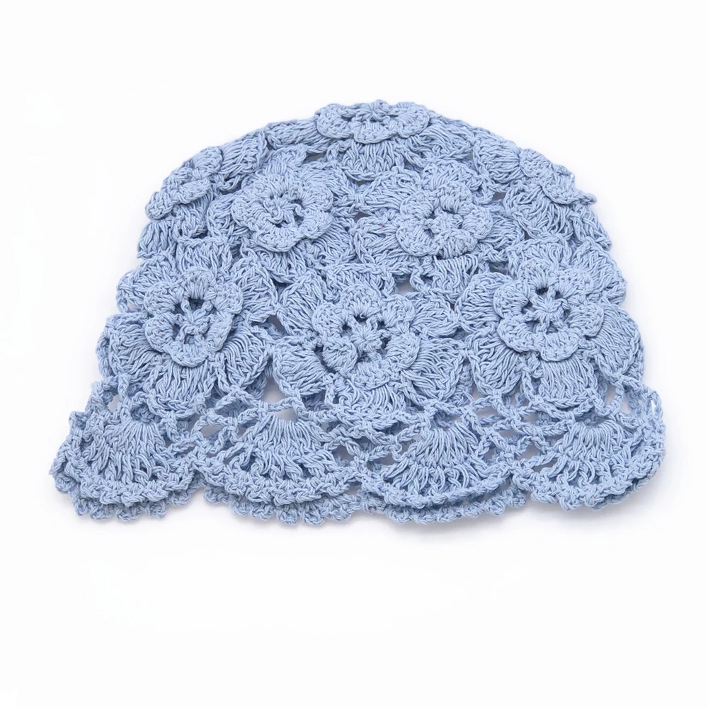 Hand-woven Spring and Summer Thread Knitting Thin Hollow Breathable Tide Woolen Melon Leather Baotou Hat