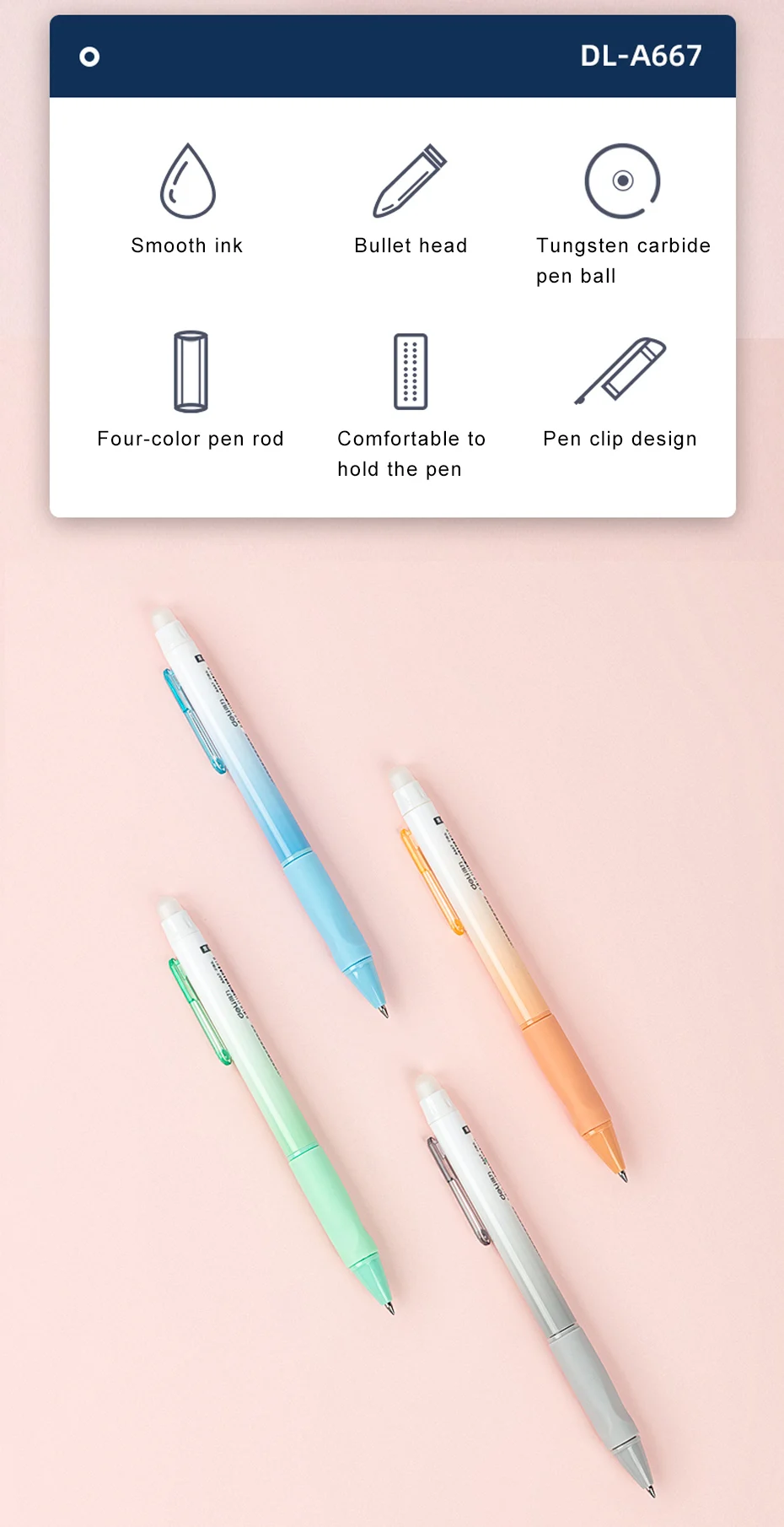 Deli Erasable Pen Set 0.5mm Gel Pen Erase Blue Black Ink Refill for Stationery School Supplies Erasable Ballpoint Pen Kawaii
