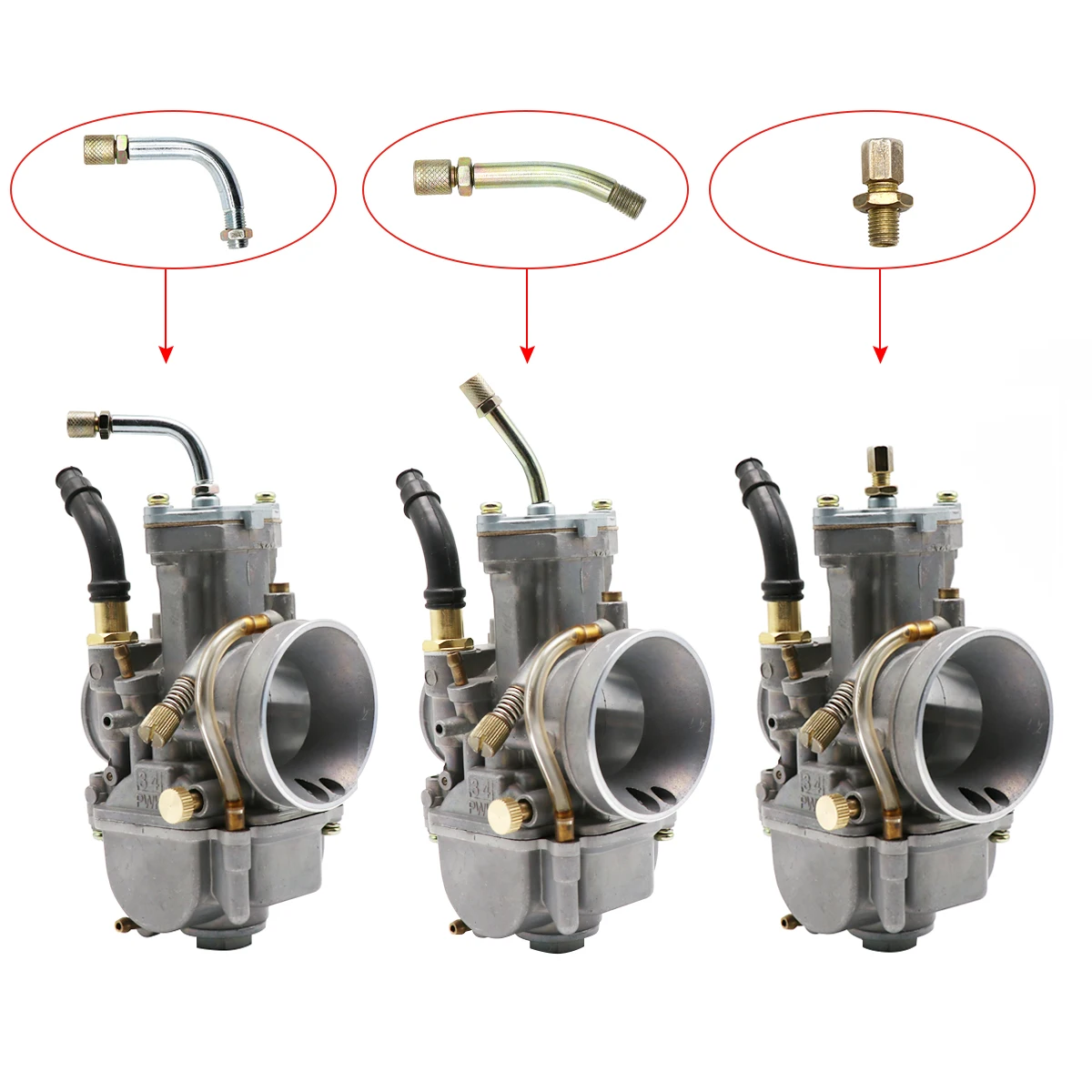 ZS Racing 90-degree Throttle Cable Sdjuster for PHBG Keihin PWK PJ PWM PE Mikuni TM VM Carburetor Throttle Cable Tube