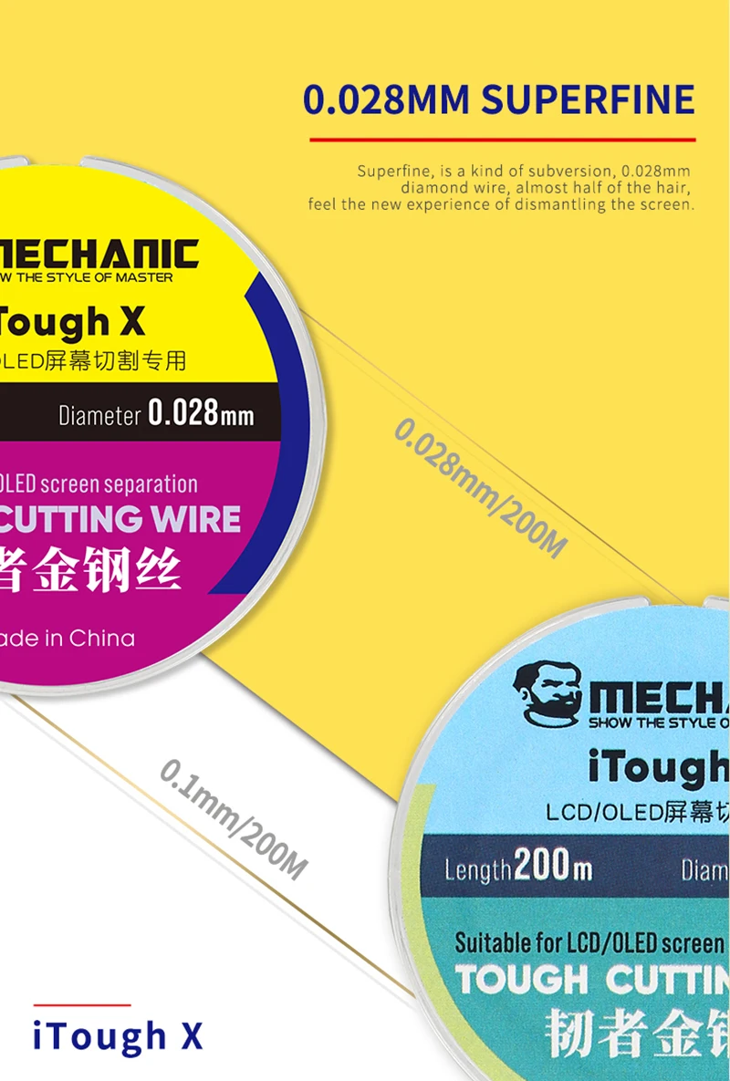 5pcs/lot MECHANIC High Hardness Special Steel Wire for Mobile Phone LCD Screen Separation Cutting Wire