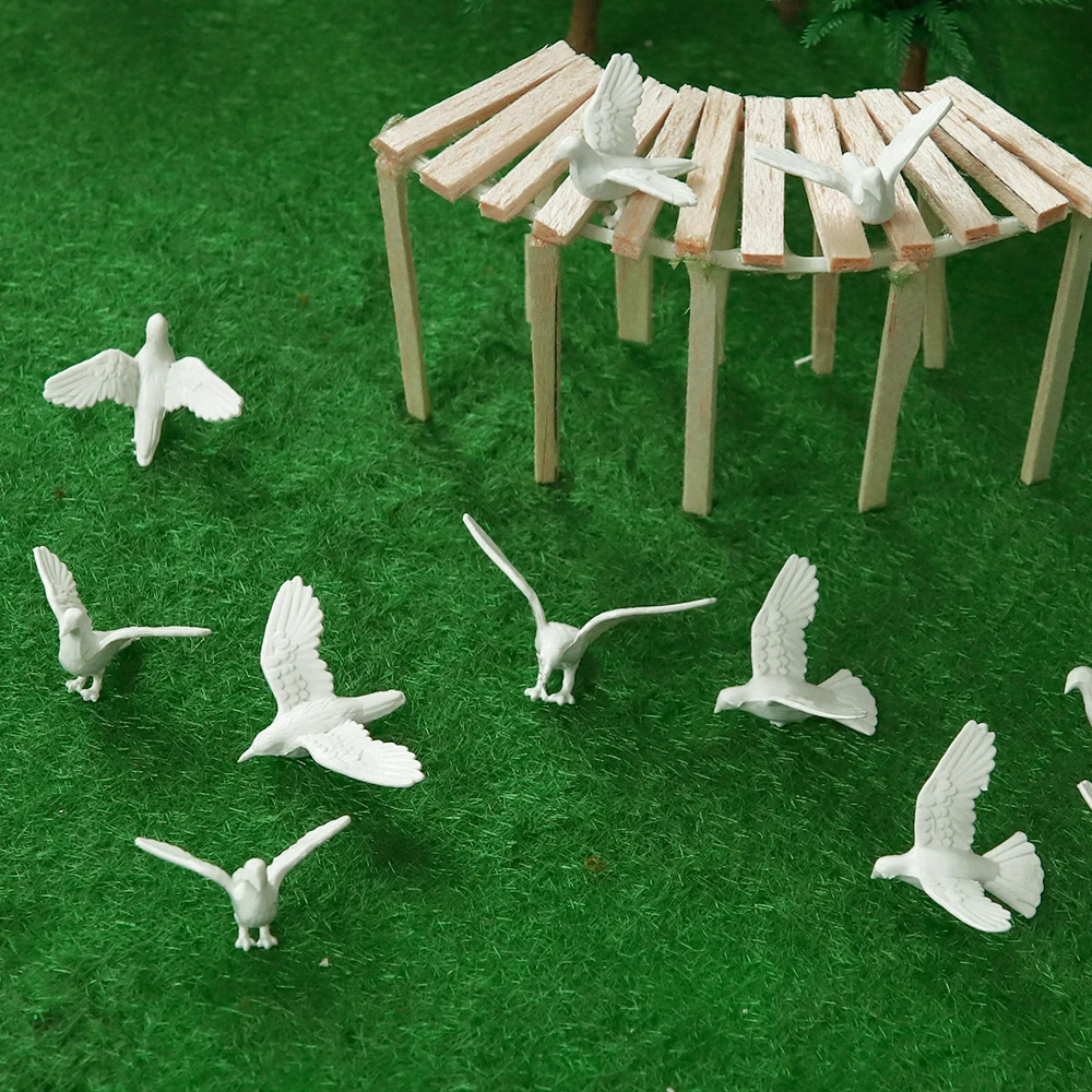 Miniature White Pigeons Model Bird Dollhouse Decoration DIY Materials For Garden Layout Landscape/Diorama Architecture Scene