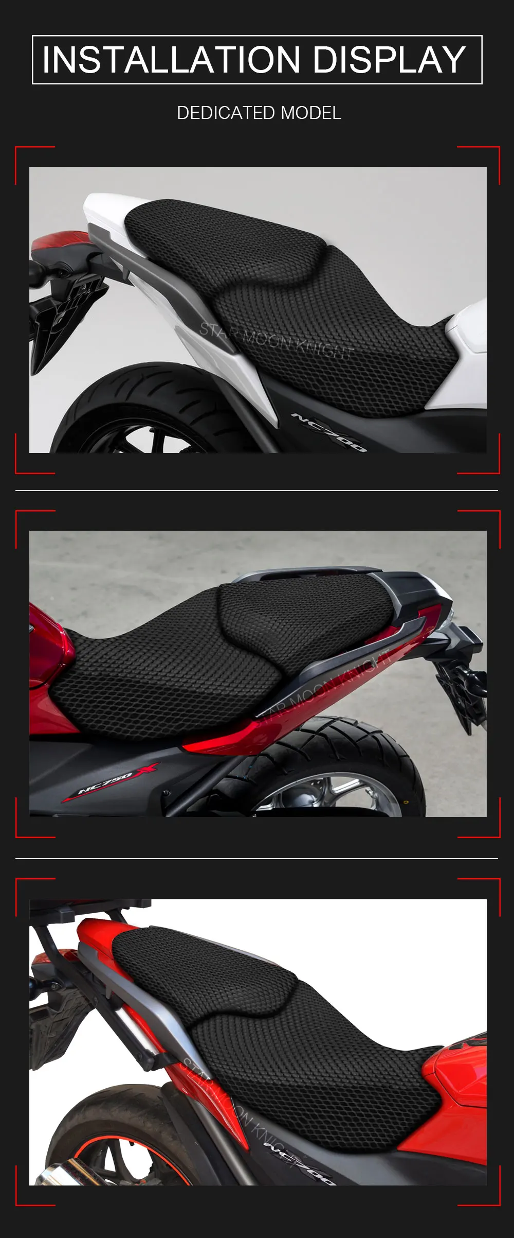 3D Mesh Seat Cover For Honda NC 750 NC750 X NC750X NC700X NC700XD NC700S NC 750X 700X Anti-Slip Nylon Fabric Cushion Seat Cover