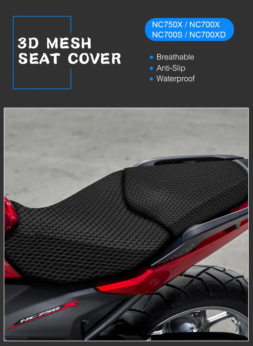 3D Mesh Seat Cover For Honda NC 750 NC750 X NC750X NC700X NC700XD NC700S NC 750X 700X Anti-Slip Nylon Fabric Cushion Seat Cover