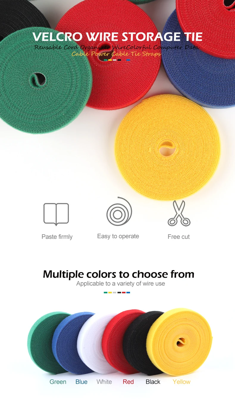 5M/Roll 10/12/14.5/20/25mm Width Cable Organizer USB Cable Winder Management Nylon Free Cut Ties Mouse Earphone Cord Cable Ties