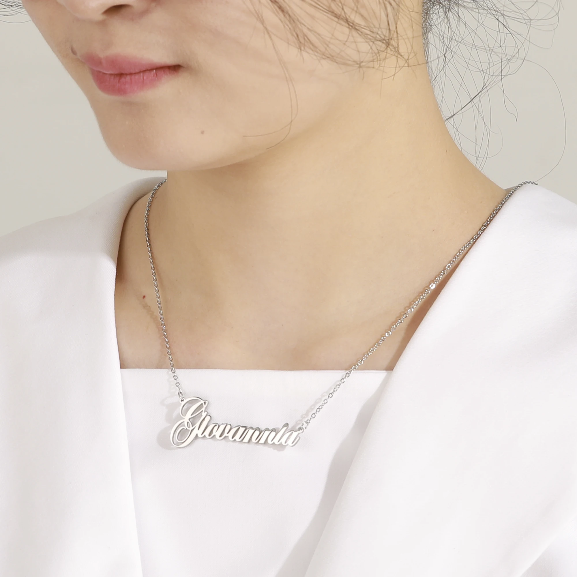 Custom Necklace Name Logo Personalized Pendant Nameplate Gift For Women Men Mother Couple Family Stainless Steel Chain Jewelry