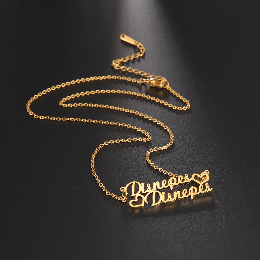 Custom Necklace Name Logo Personalized Pendant Nameplate Gift For Women Men Mother Couple Family Stainless Steel Chain Jewelry