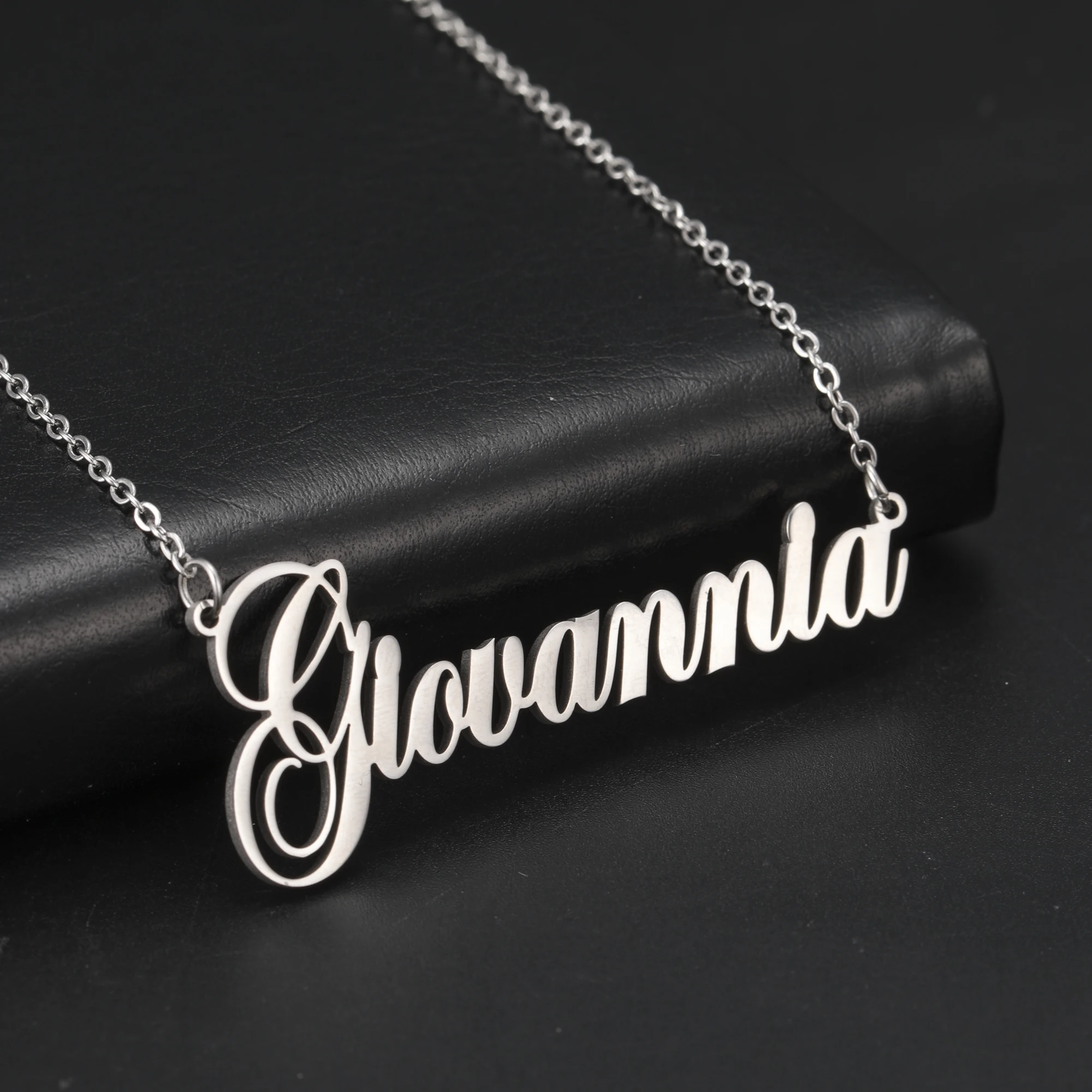 Custom Necklace Name Logo Personalized Pendant Nameplate Gift For Women Men Mother Couple Family Stainless Steel Chain Jewelry
