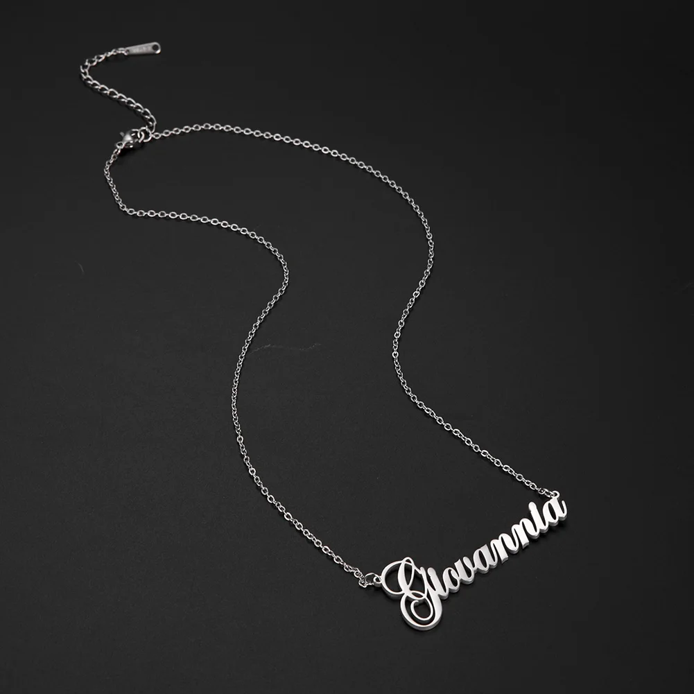 Custom Necklace Name Logo Personalized Pendant Nameplate Gift For Women Men Mother Couple Family Stainless Steel Chain Jewelry
