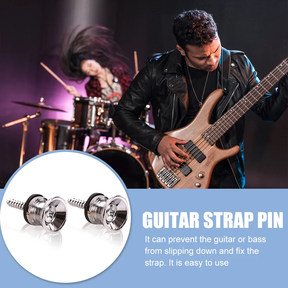 2pcs Guitar Pegs for Acoustic Electric Bass Ukulele Guitar Strap Buckle Button Lock Pins Metal End Locking Parts Accessories