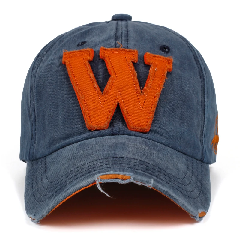 2026 New Cotton Letter W Baseball Cap Retro Outdoor Sports Caps Women Bone Gorras Curved Fitted Washed Vintage Dad Hats for Men
